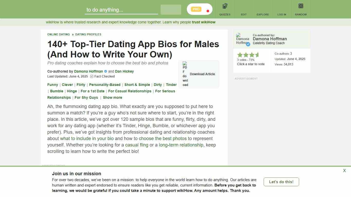 140+ Dating Profile Bio Examples for Men
